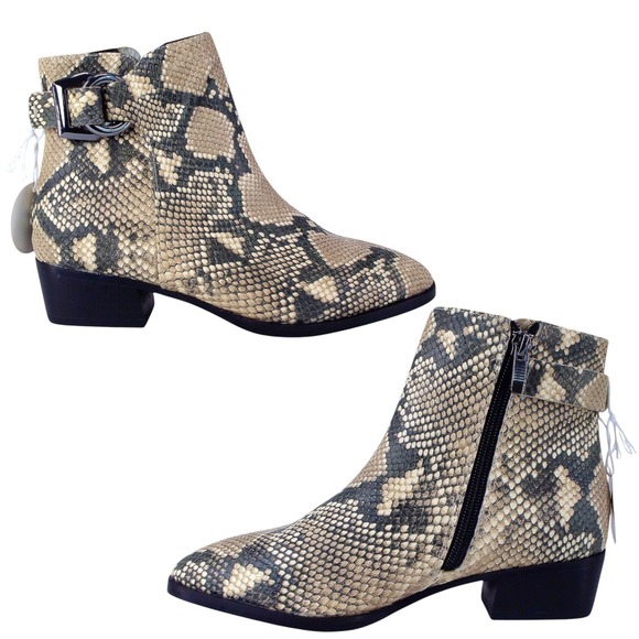 Steven By Steve Madden Shoes - Steven by Steve Madden Ringer Snakeskin Ankle Boots 6M Buckle Water Resistant